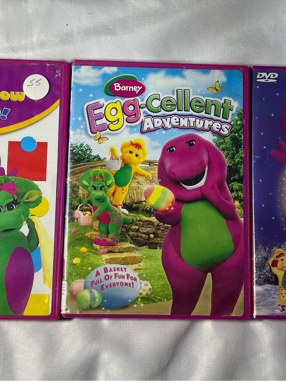 Vintage Barney DVD Lot of 3 Christmas Star Eggcellent Adventures Colors Kids